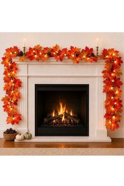 9FT Fall Garland with Lights