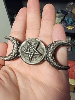 Silver Obsidian Three Moon Pentacle 
