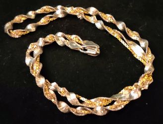 925 ITALY SU TWISTED CURB CHAIN GOLD PLATED 1980'S 18" LONG WEIGHS 14 GRAMS