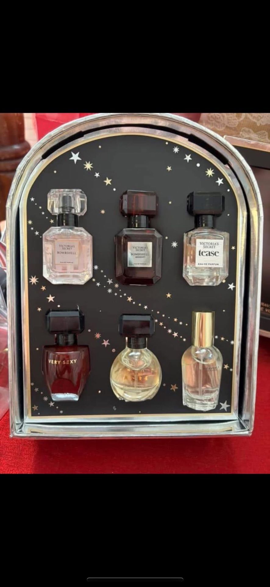 New w/Tags Victoria's Secret Eau De Parfum Discovery Set of 6 Scents in Nice Gift Box Bombshell-Bombshell Midnight - Tease - Bare-Heavenly -Very Sex