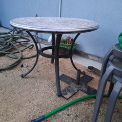 Small metal table outdoor