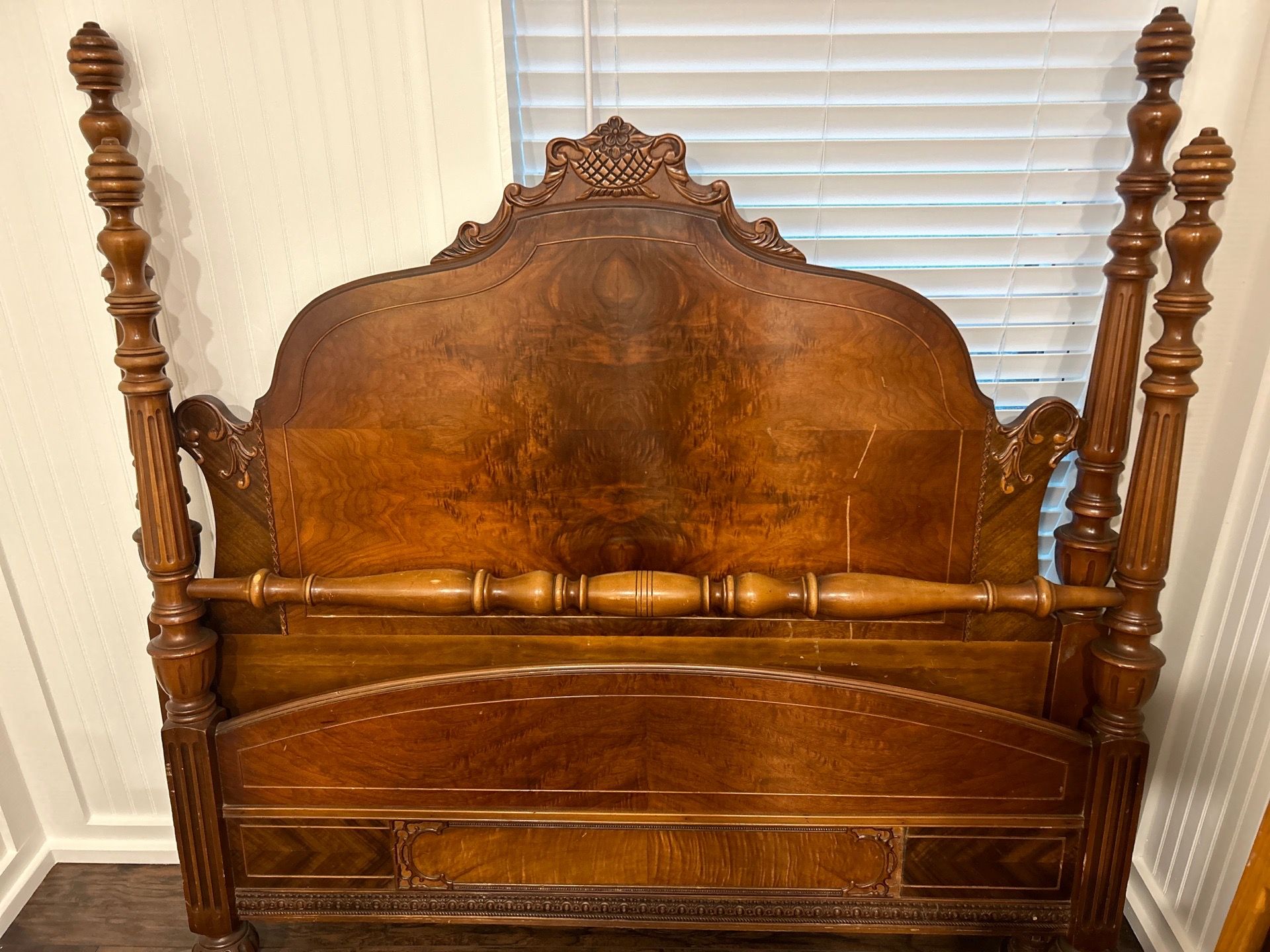 Vintage Mahogony Four Post Headboard - Full Size Bed