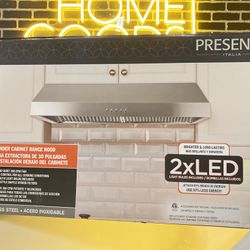 NEW Presenza 30 in. Under Cabinet Ducted Range Hood with Light and Push Button in Stainless Steel