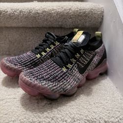 Nike Air Vapormax Flyknit 3 Pink Blast Black Yellow Womens Size 7.5 AJ6910-006