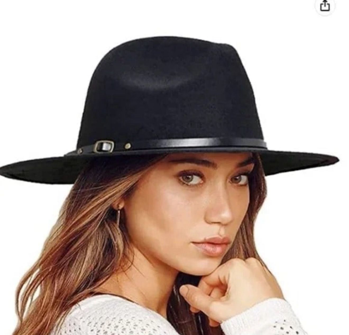 Eohak Womens Belt-Buckle-Panama-Hat Wool Womens Wide Brim Fedora Hat (Ha…