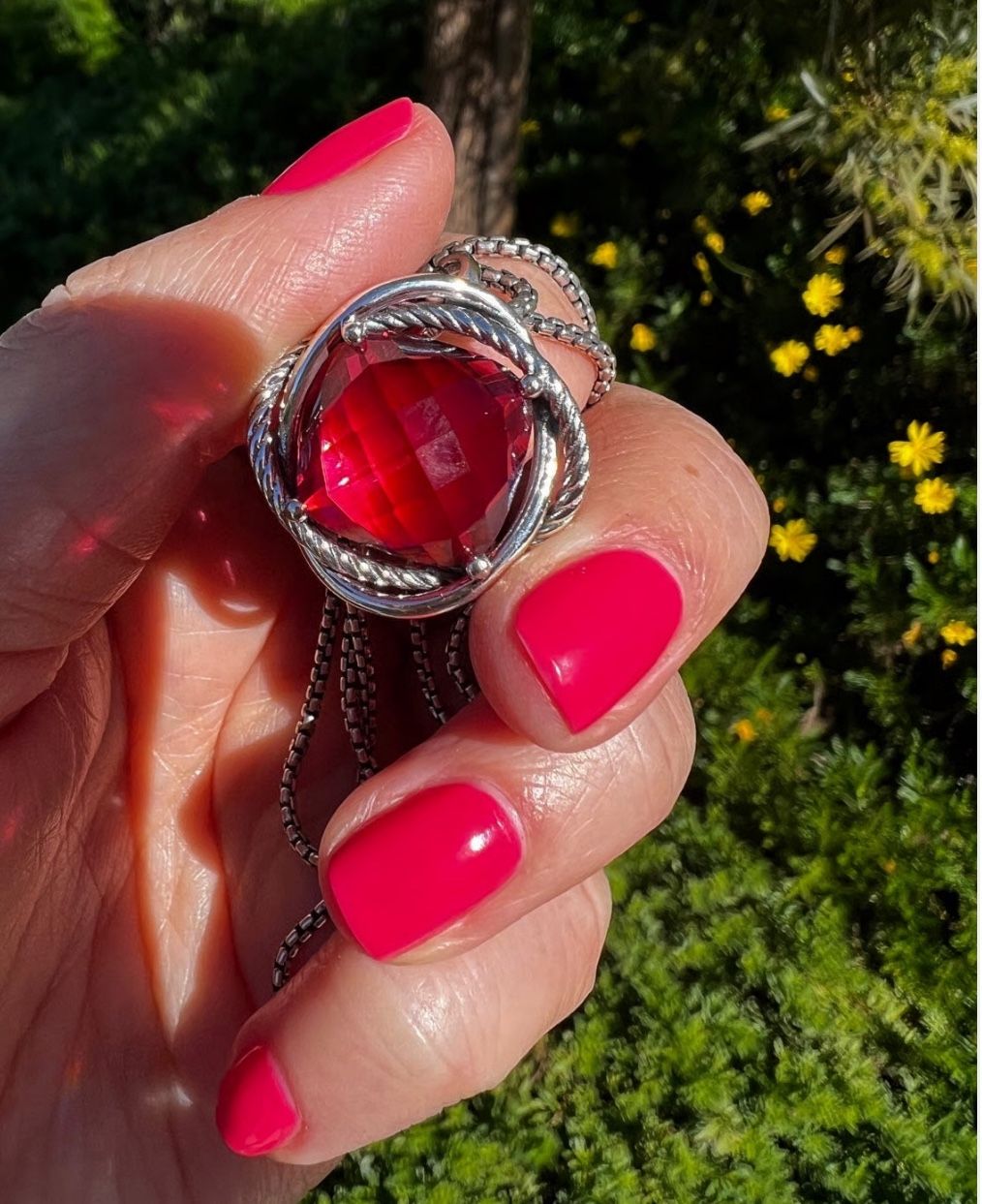 Ruby/Red color-David Yurman Pendant & Necklace 