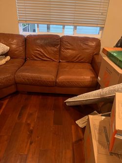 Free Brown Leather Sectional Sofa