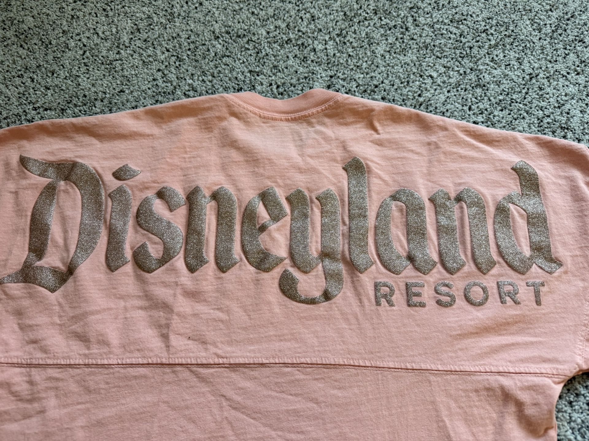 Disneyland Coral Spirit Jersey with Gold Letters ADULT XS Long Sleeve Shirt
