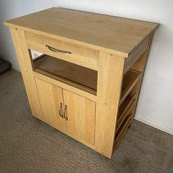 IKEA Solid Wood Kitchen Island Cart Butcher Block Storage Cabinet
