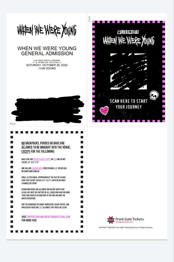 When We Were Young Oct 29th Festival Ticket