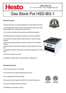 Hesto HSD-BG-1 Gas Stock Pot - New