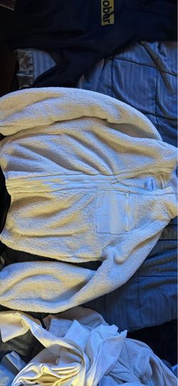 White Sherpa Fleece Zip-Up Jacket