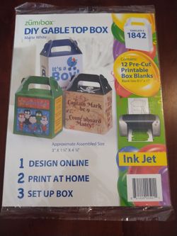 New DIY Gable Top Box Paper Craft Printable Kit Template 1842