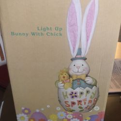 Easter Bunny With Chick, Lights Up.