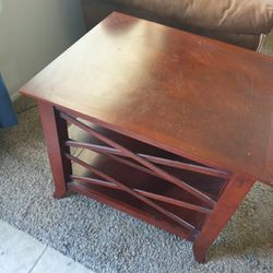 Two Solid Hard Wood Side Tables