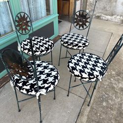 Vintage Sunburst Metal High-back Patio Chairs