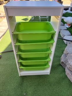 TROFAST Storage combination with boxes, white/white, 18"x11.75"x37" ***MISSING 1 tray**