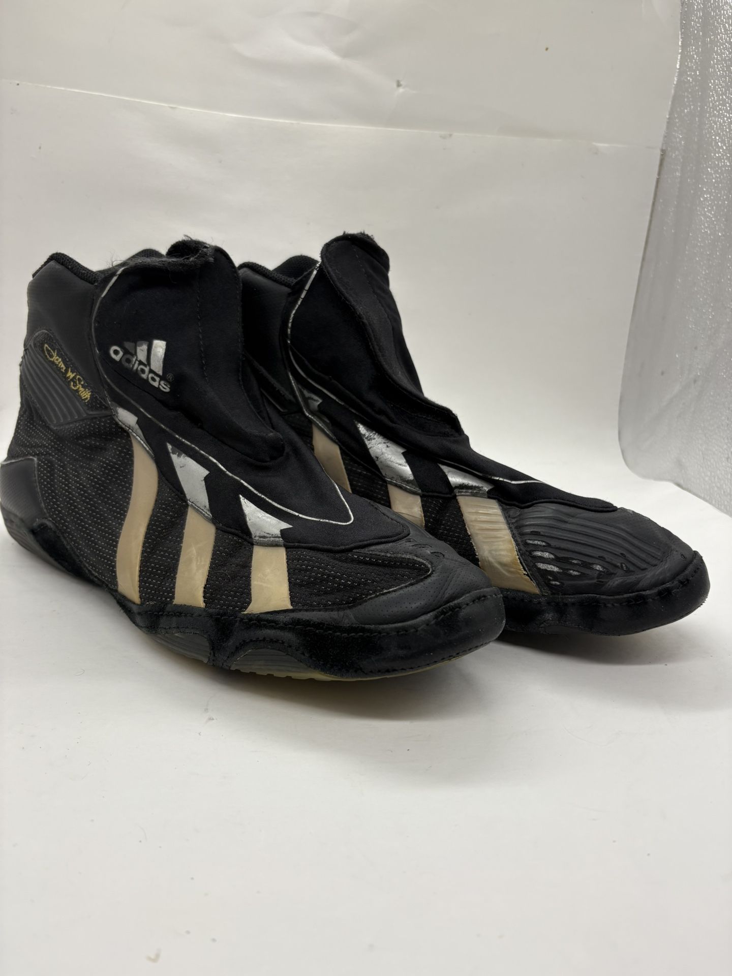 2002 Adidas John Smith Mat Wizard II Wrestling Shoes Size 11.5 Black Silver READ