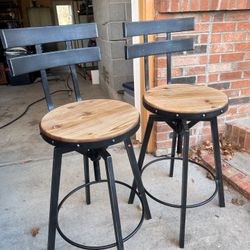 Metal And Laminate Corkscrew Style Adjustable Bar Stools  