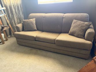 3-Seat Fabric Sofa bed with Throw Pillows