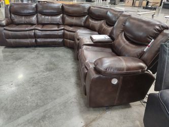 New Sectional Sofa With Three Power Recliners On Sale Now Don't Miss