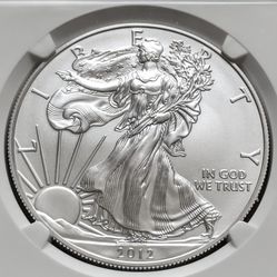 2012-W Early Releases Burnished American Eagle 1oz pure .999 silver NGC graded MS70 $1 coin