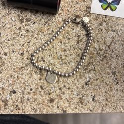 Return to Tiffany Sterling Silver Diamond Heart Tag Bead Bracelet