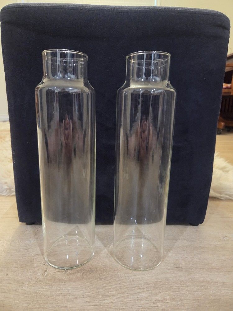 Pair of Tall Glass Vases