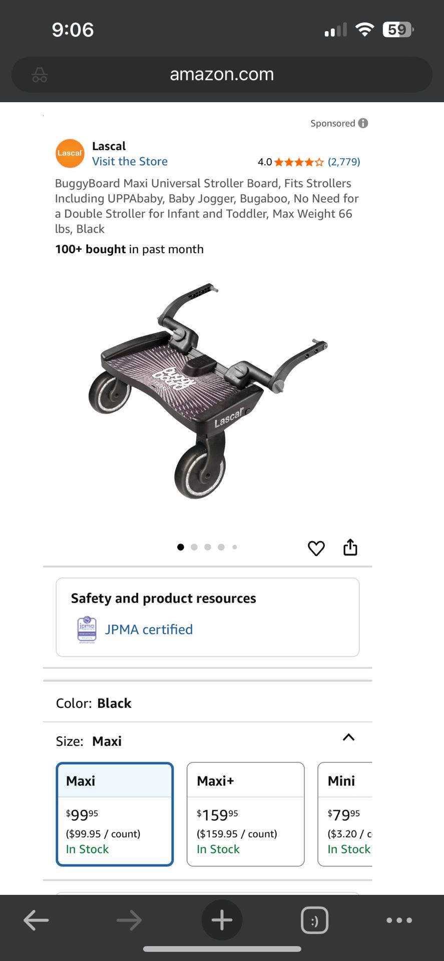 BuggyBoard Maxi Universal Stroller Board, Fits Strollers Including UPPAbaby, Baby Jogger, Bugaboo, No Need for a Double Stroller for Infant and Toddle
