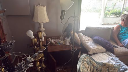 Vintage Brass Candlestick Lamp Set