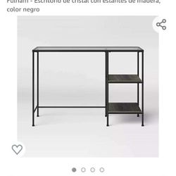 Fulham Glass Writing Desk With Storage Black Project62 Floor