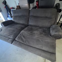 Grey Double Recliner Sofa 