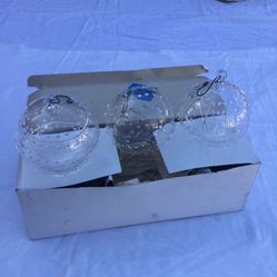 Hand blown clear glass Christmas ornaments vintage