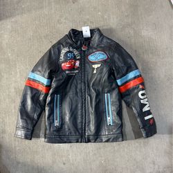 Disney Cars Lightning McQueen leather jacket size 5/6 cracking