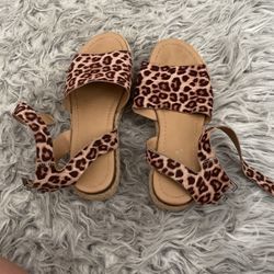 Cheetah Print Sandal Wedges Size 7 