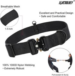 Adjustable Dog Collar with Safety Quick Release Buckle, Breathable Pet Collar for Medium Large Dogs, 100% 1000D Nylon Webbing, 3 Colors, 3 Sizes, 1.5”