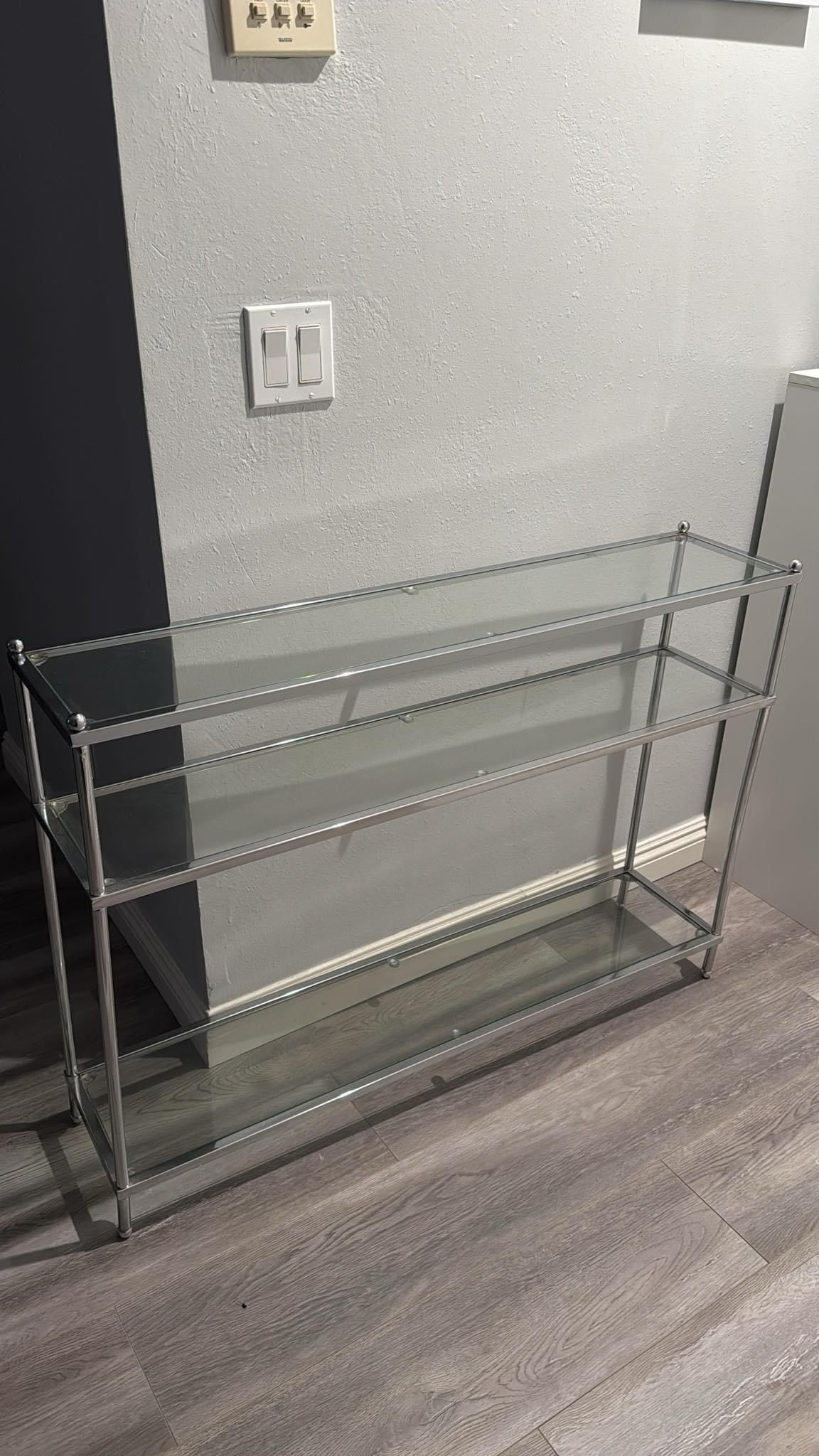 Three Tier Silver And Glass Console Table