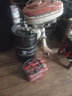 Elgin outboard and gas can