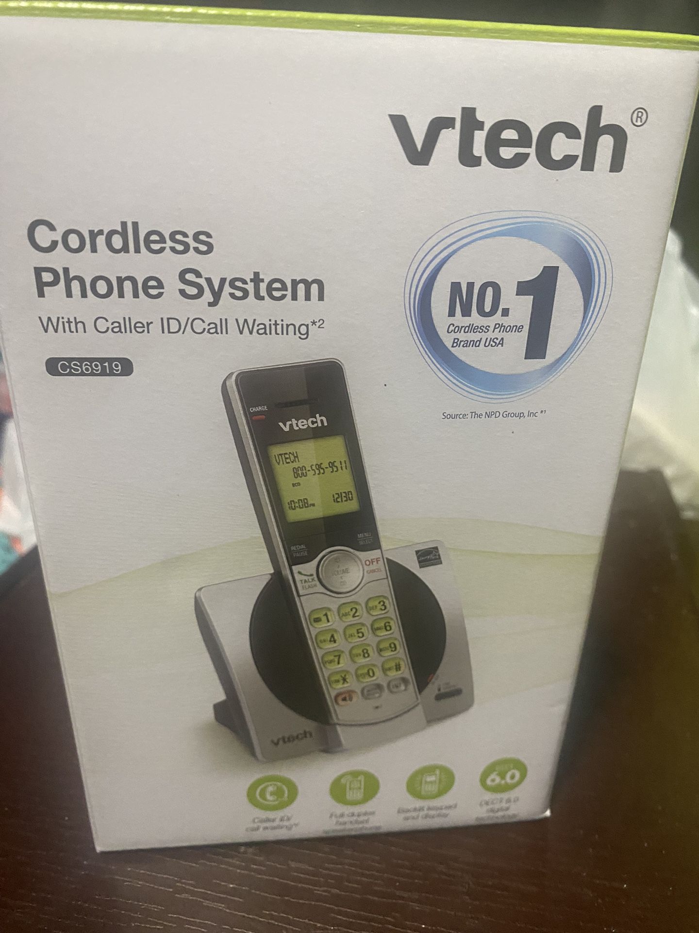 VTech DECT 6.0 Expandable Cordless Phone with Call Block, CS6919 (Silver & Black)