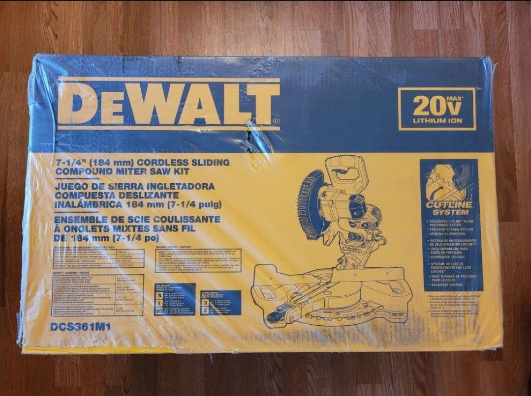 New Dewalt 20v Cordless 7-1/4 Sliding Miter Saw Kit $360 Firm. Pickup Only