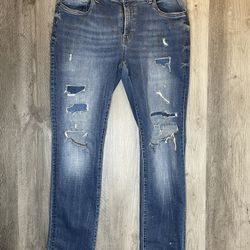 Buffalo David Bitton Slim Ash Jeans Men’s 36x34 Distressed Ripped Denim