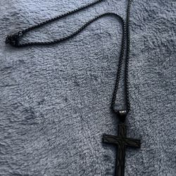 Simple Cross Necklace for Men Women, Stainless Steel Silver Black Gold Latin Cross Pendant Necklaces, Custom Engravable, Length 22-24 Inches