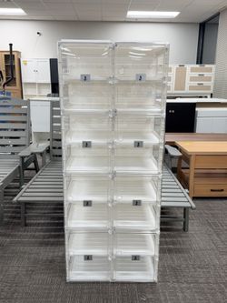 Foldable Shoe Rack,Shoe Organizers for Closet Plastic Shoe Storage Box Space Saving for Entryway, Large Sturdy Stackable Sneaker Cabinet Bins with Mag