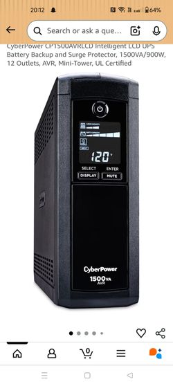 CyberPower Intelligent LCD UPS BRG1500AVRLCD 1500VA / 900W Uninterruptible Power Supply