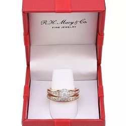 Gold Diamond Engagement And Wedding  Ring- New (from Macys)