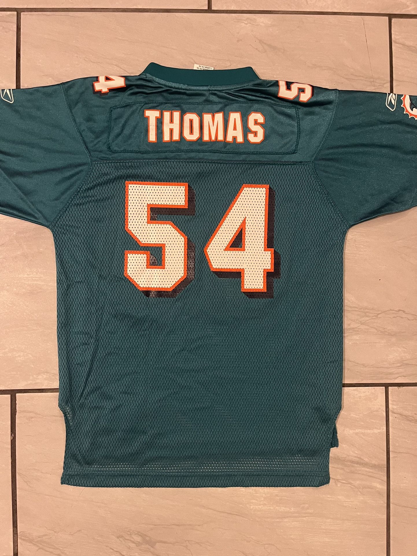 Vintage Miami Dolphins Jersey YOUTH Size LARGE Zach Thomas Reebok NFL Football
