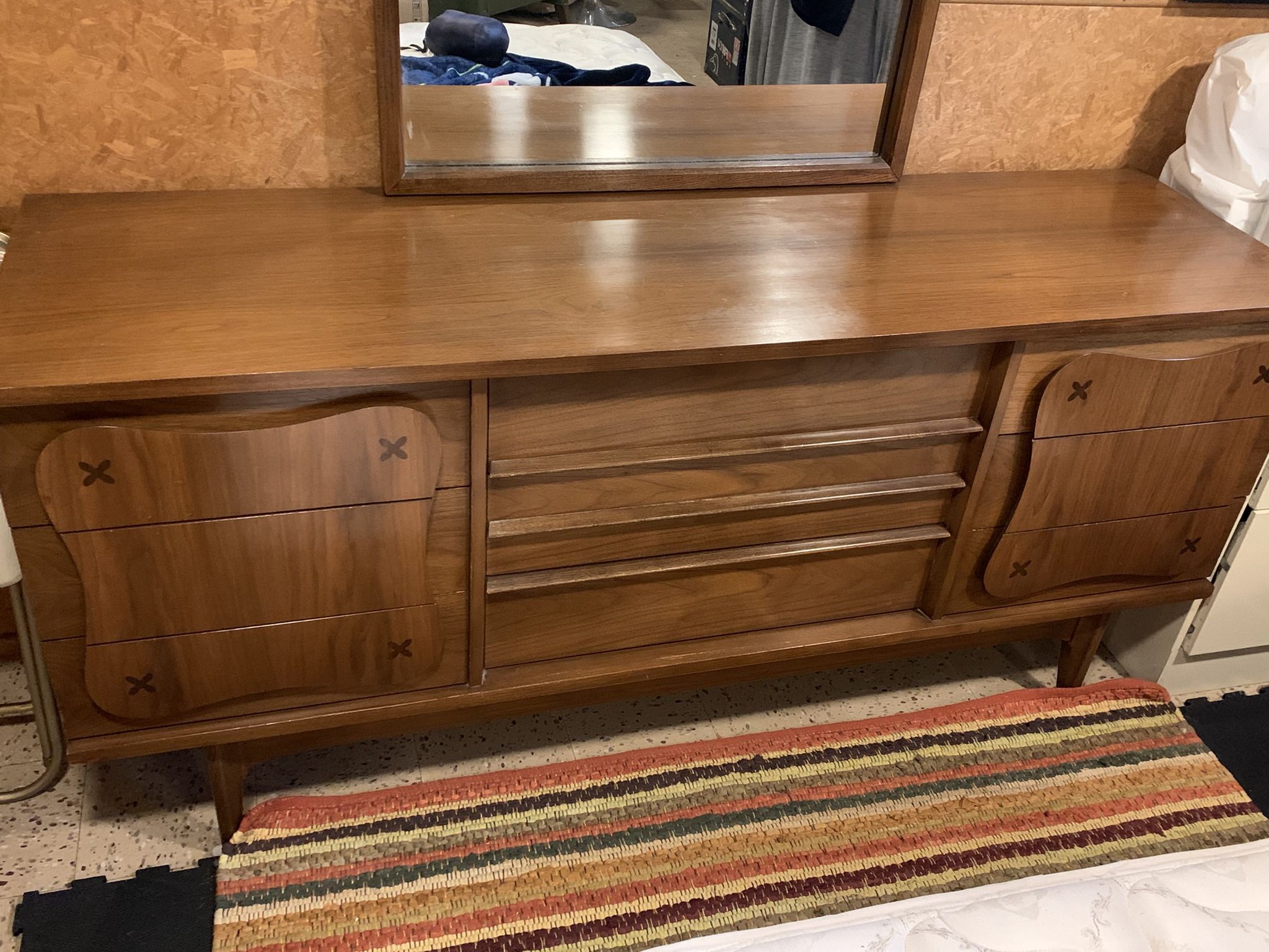 Vintage Bassett Mid-Century Modern Monterey Dresser And Mirror