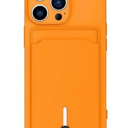 for iPhone 13 Pro Max Case with Card Holder [Slim + Protective] (Orange)