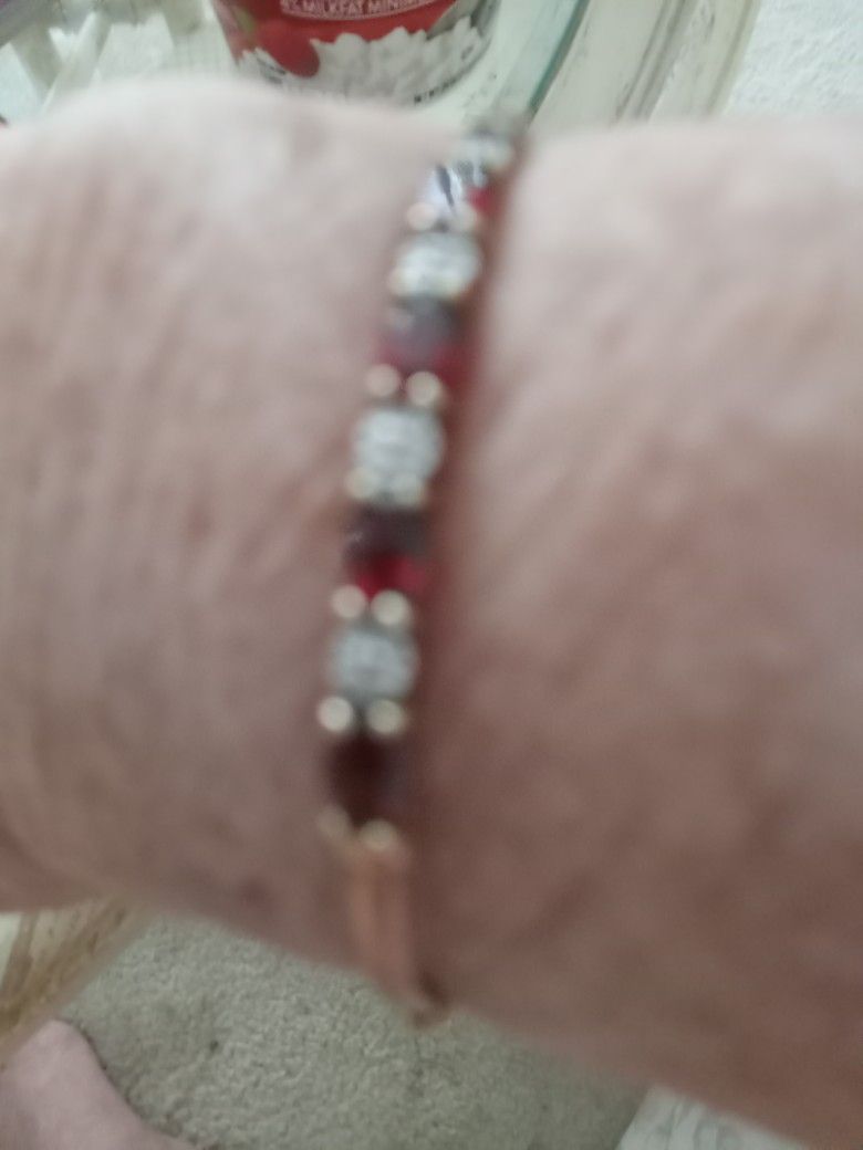 Bracelet Yellow Gold With Diamonds And Garnets