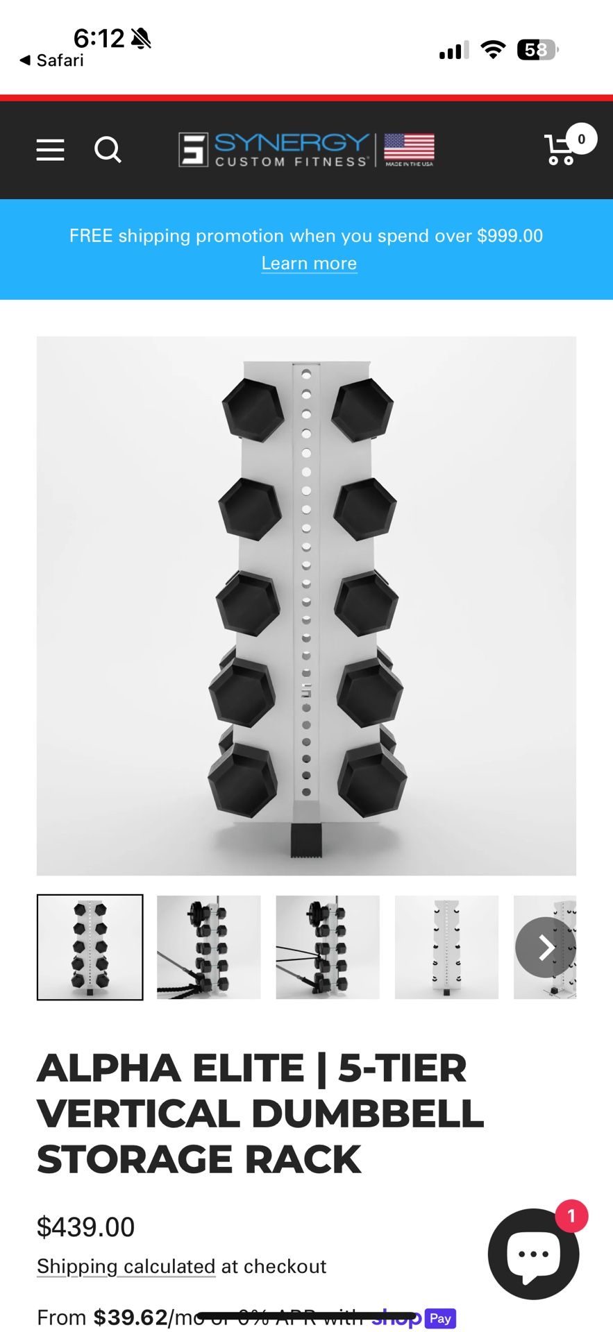 ALPHA ELITE (3 Racks) | 5-TIER VERTICAL DUMBBELL STORAGE RACK